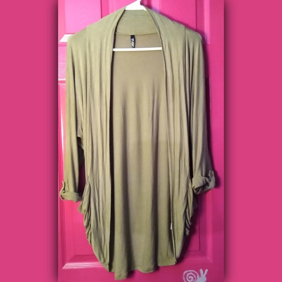 Splash Open Front Draped Cardigan Pockets Medium - Picture 2 of 8